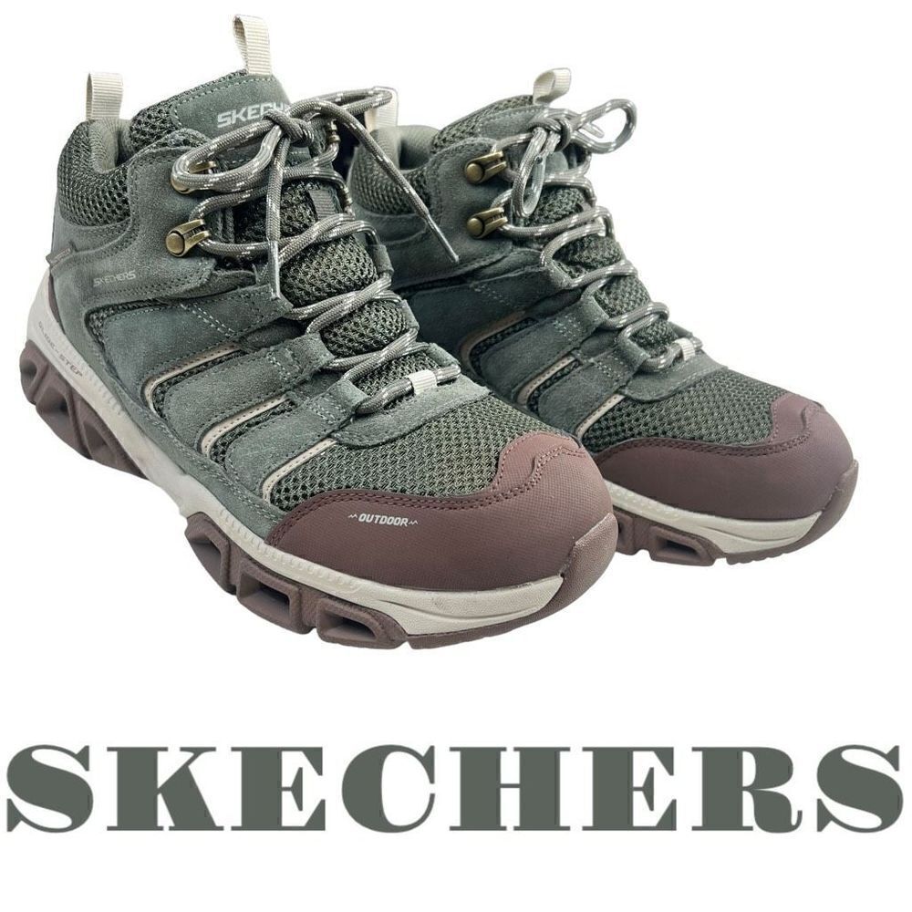 Skechers Women's Glide-Step Atlan Goodyear Hiking Boot Olive Green Tan Size 9